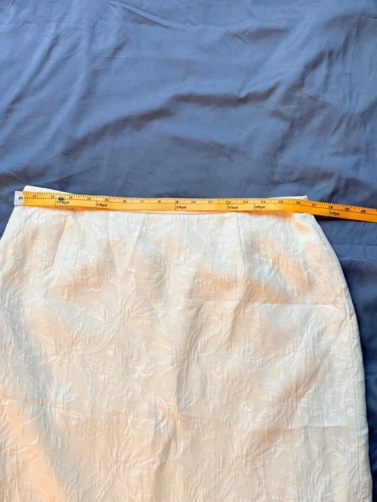 Vtg Isabella Suits 2-Piece Skirt Set Size 12 Cream Jacquard Floral Blazer Ruffle - Picture 11 of 15